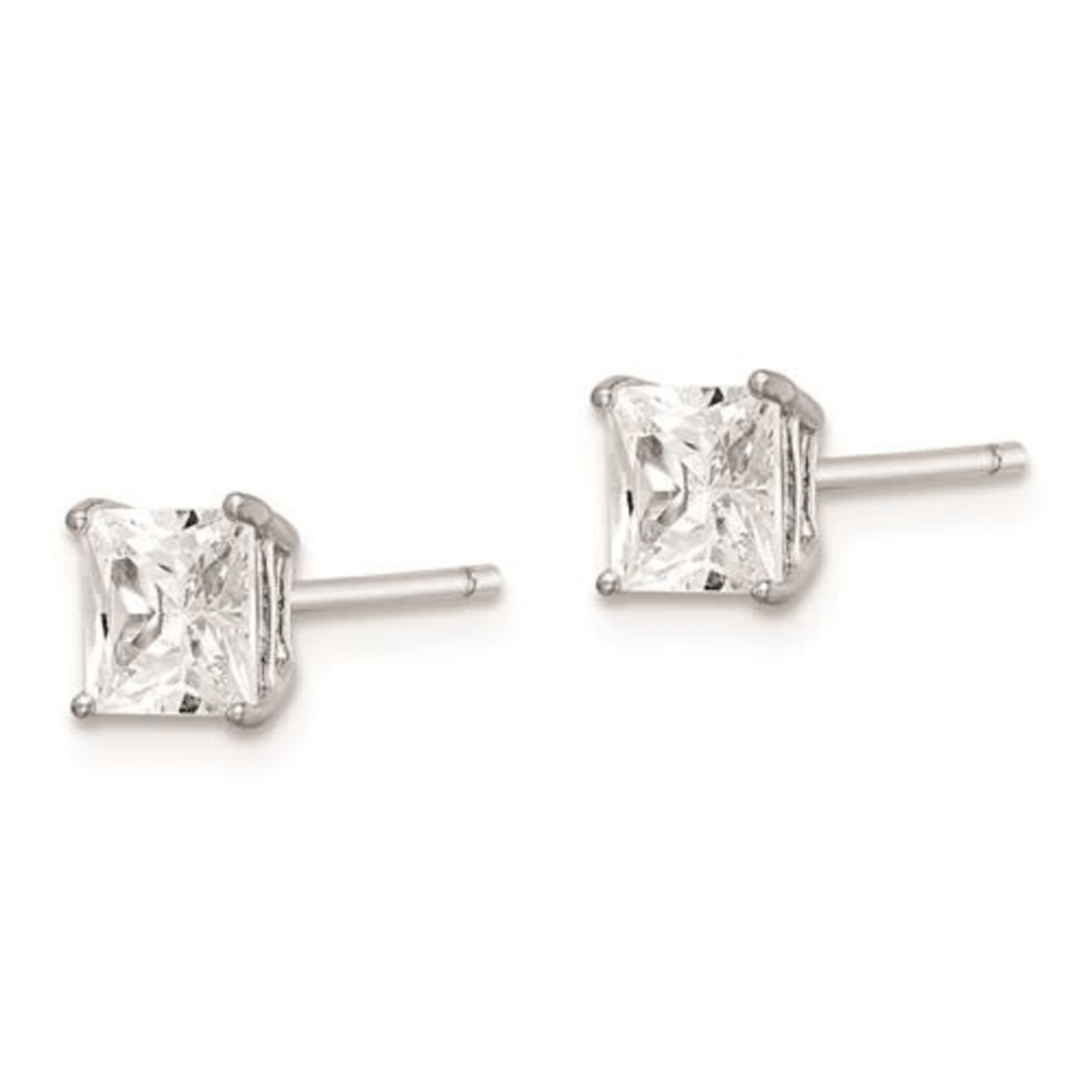 QUALITY GOLD OF CINCINNATI INC Sterling Silver 5mm CZ Square Stud Earrings