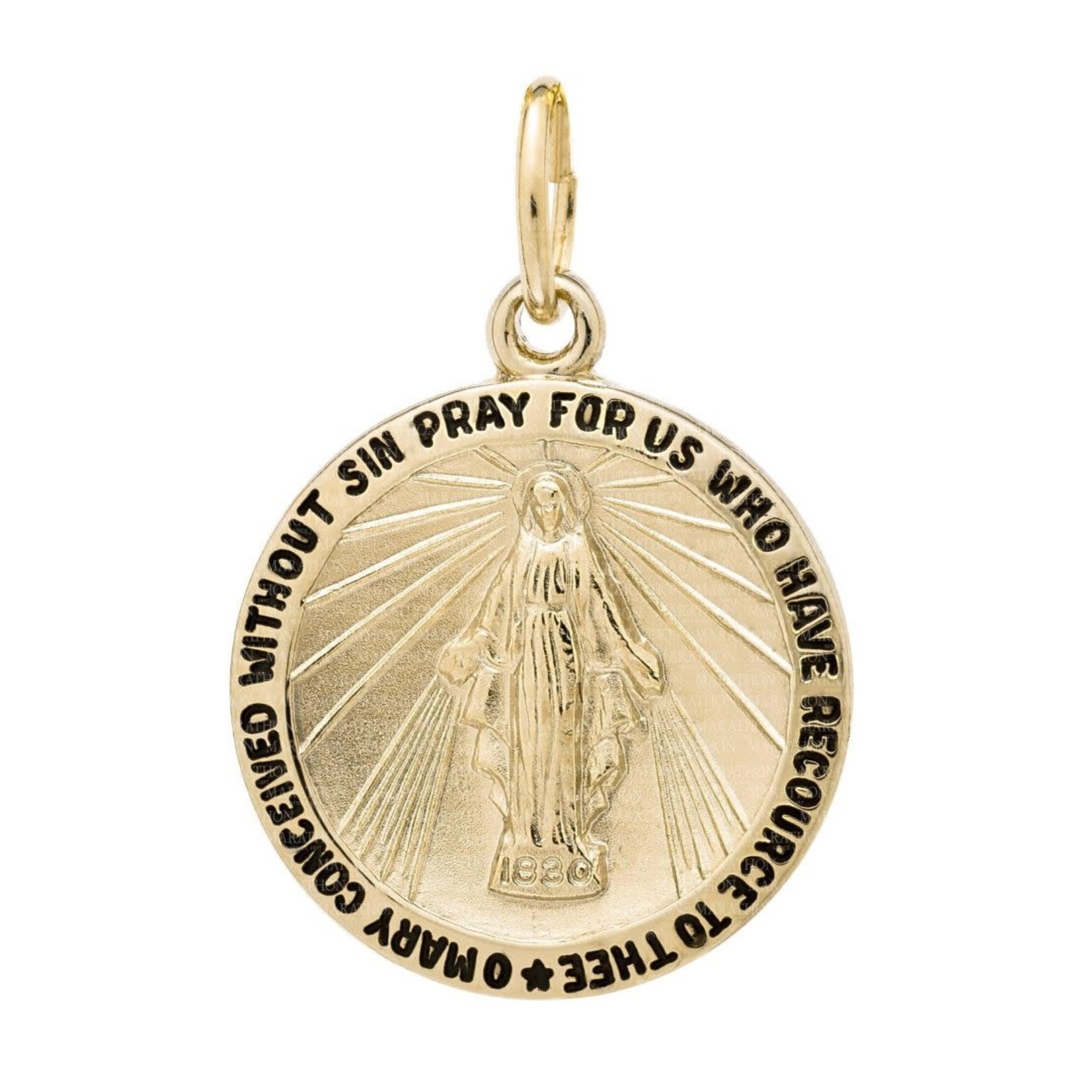 MARTHON 14KGF Round Miraculous Medal w/Chain