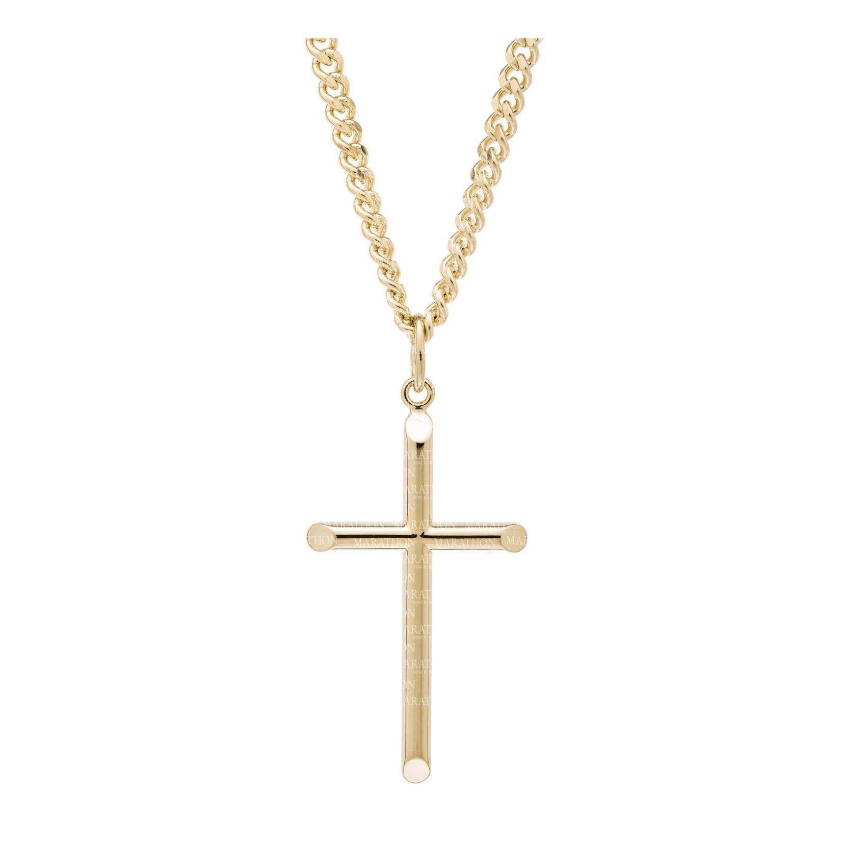 MARAKRAFT MARKETING 14KGF Large Plain Cross w/24" GP Stainless Steel Chain