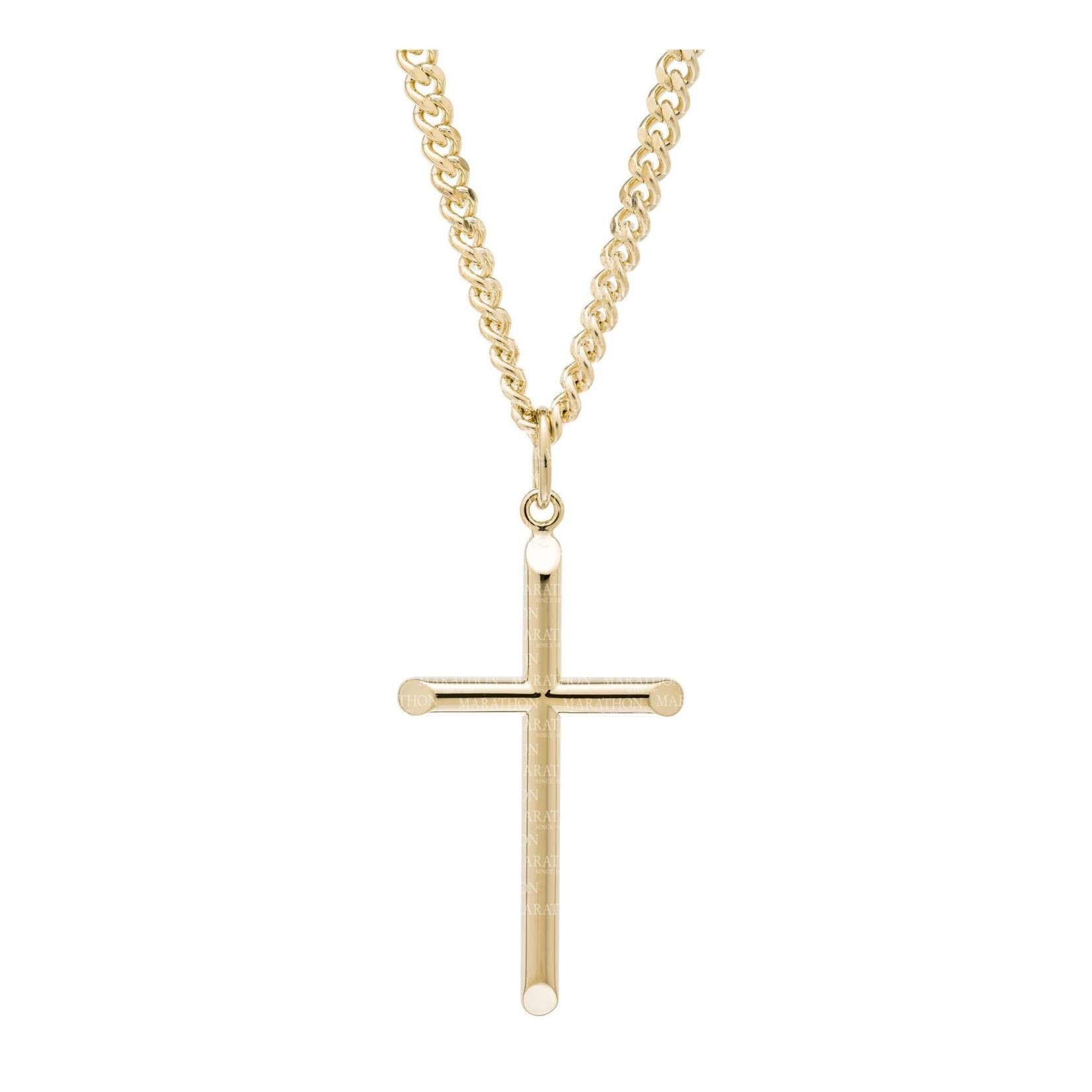 MARAKRAFT MARKETING 14KGF Large Plain Cross w/24" GP Stainless Steel Chain