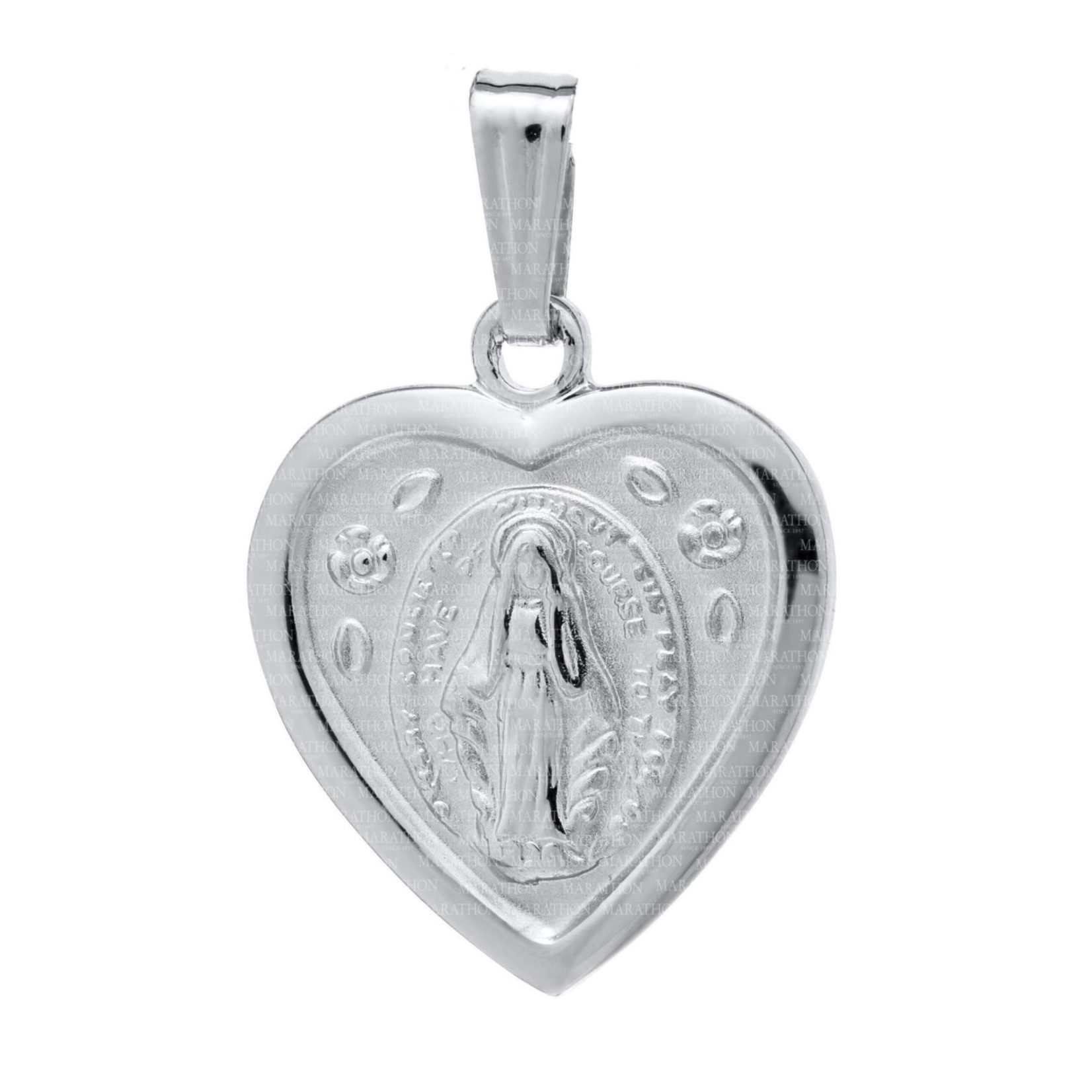 MARAKRAFT MARKETING Sterling Silver Heart Miraculous Medal w/18" Stainless Chain