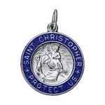 MARAKRAFT MARKETING Sterling Silver Round St. Christopher Medal w/20" Stainless Chain