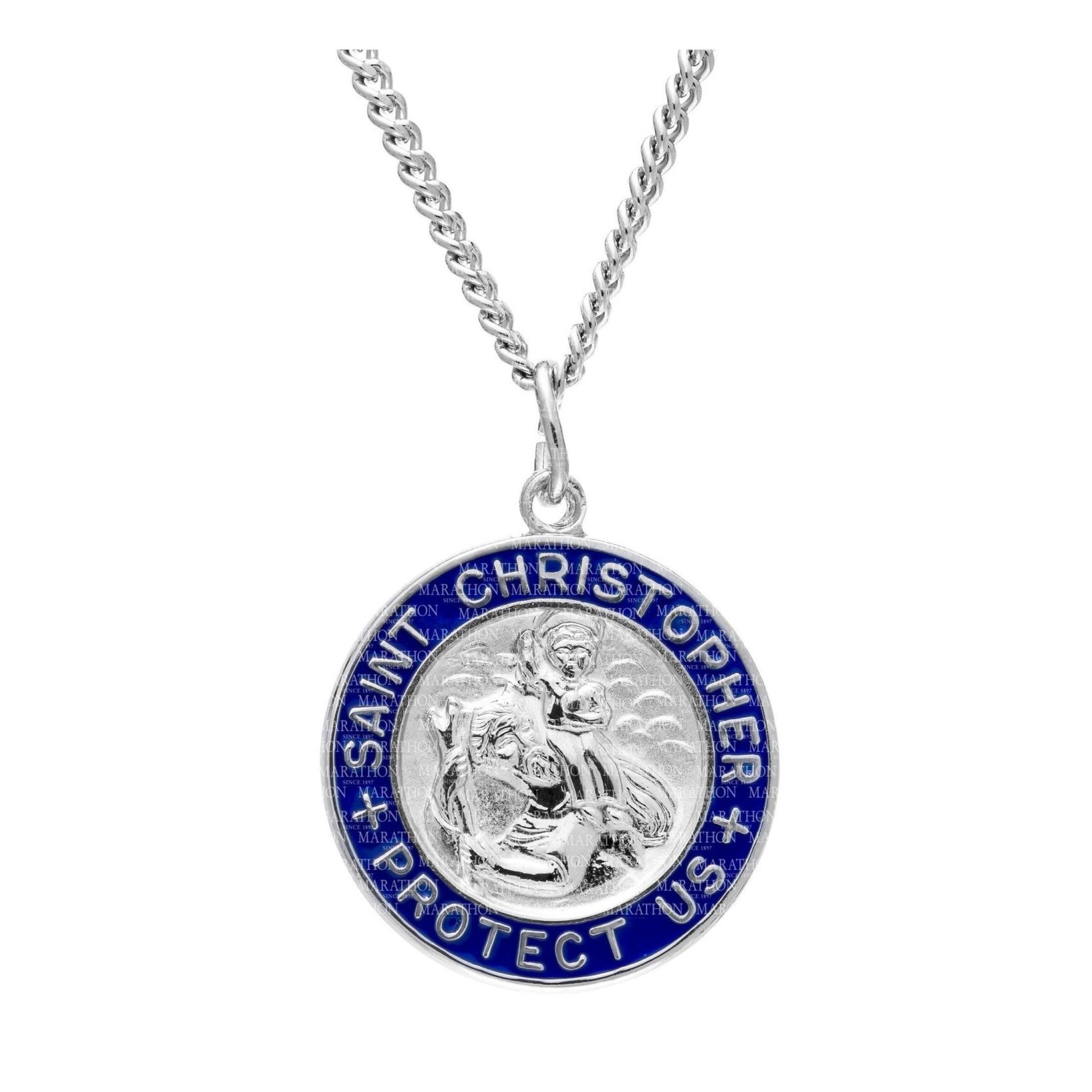 MARAKRAFT MARKETING Sterling Silver Round St. Christopher Medal w/20" Stainless Chain