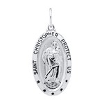 MARAKRAFT MARKETING Sterling Silver Oval St. Christopher Medal w/20" Stainless Chain