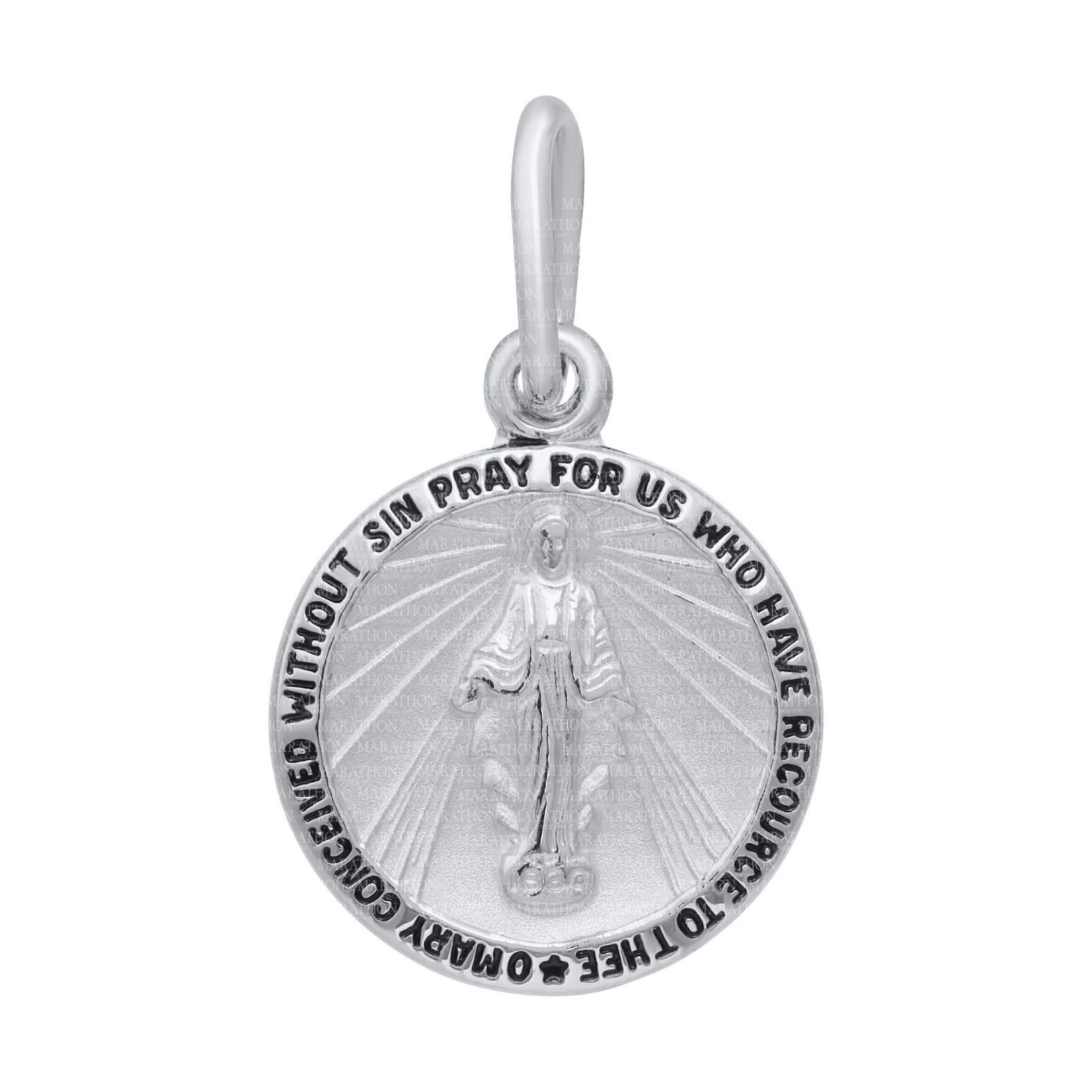 MARAKRAFT MARKETING Sterling Silver Round Miraculous Medal w/18" Stainless Chain