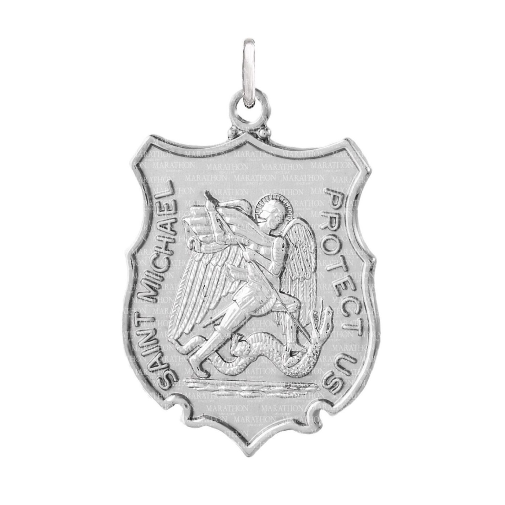 MARAKRAFT MARKETING Sterling Silver St. Michael Badge Medal w/24” Stainless Chain