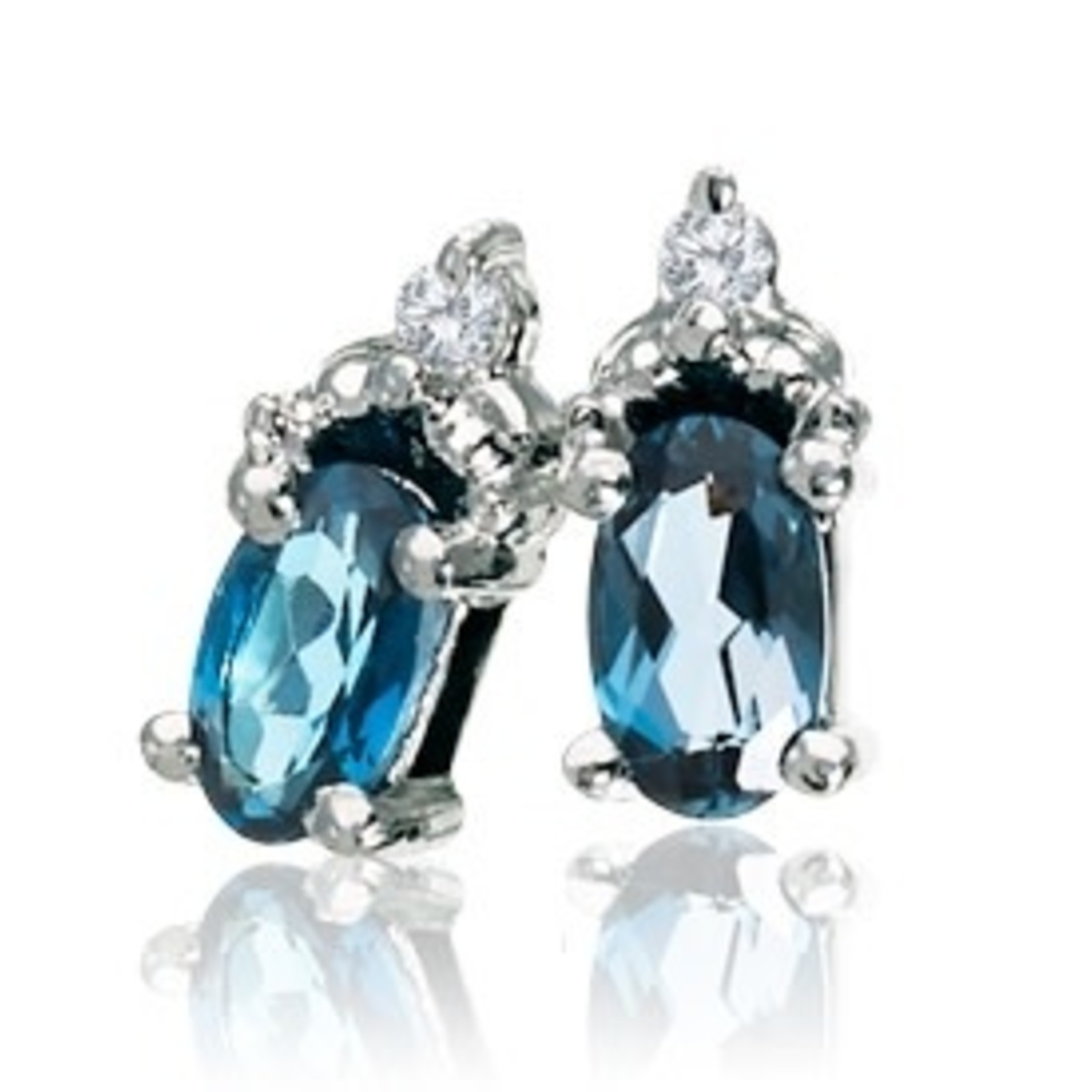 AMERICAN RING SOURCE 10KW Blue Topaz & Diamond Earrings
