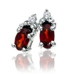 AMERICAN RING SOURCE 10KW Garnet & Diamond Earrings