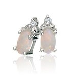 AMERICAN RING SOURCE 10KW Opal & Diamond Earrings