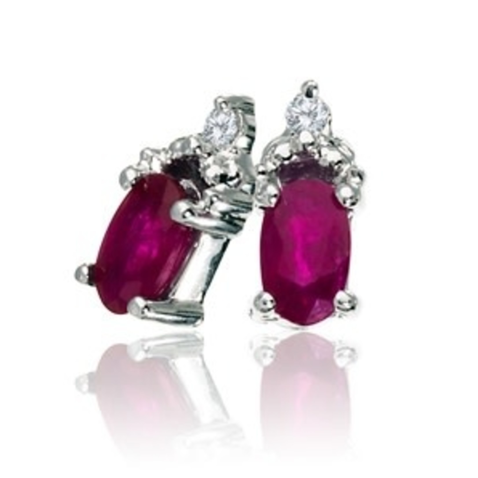 AMERICAN RING SOURCE 10KW Ruby & Diamond Earrings