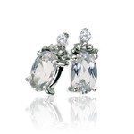 AMERICAN RING SOURCE 10KW White Topaz & Diamond Earrings