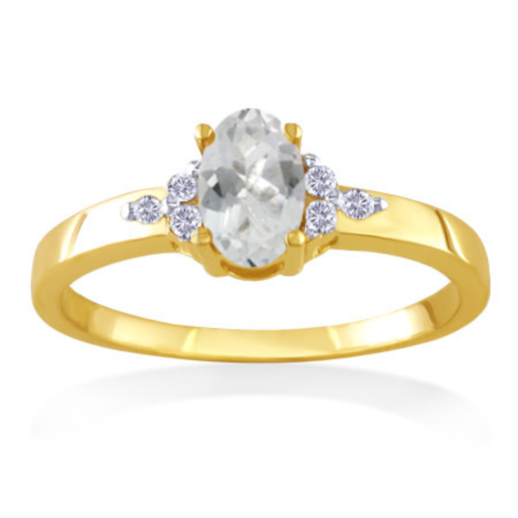 AMERICAN RING SOURCE 14K White Topaz and 6 Diamond Ring