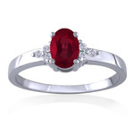 AMERICAN RING SOURCE 14KW Ruby & 6 Diamond Ring