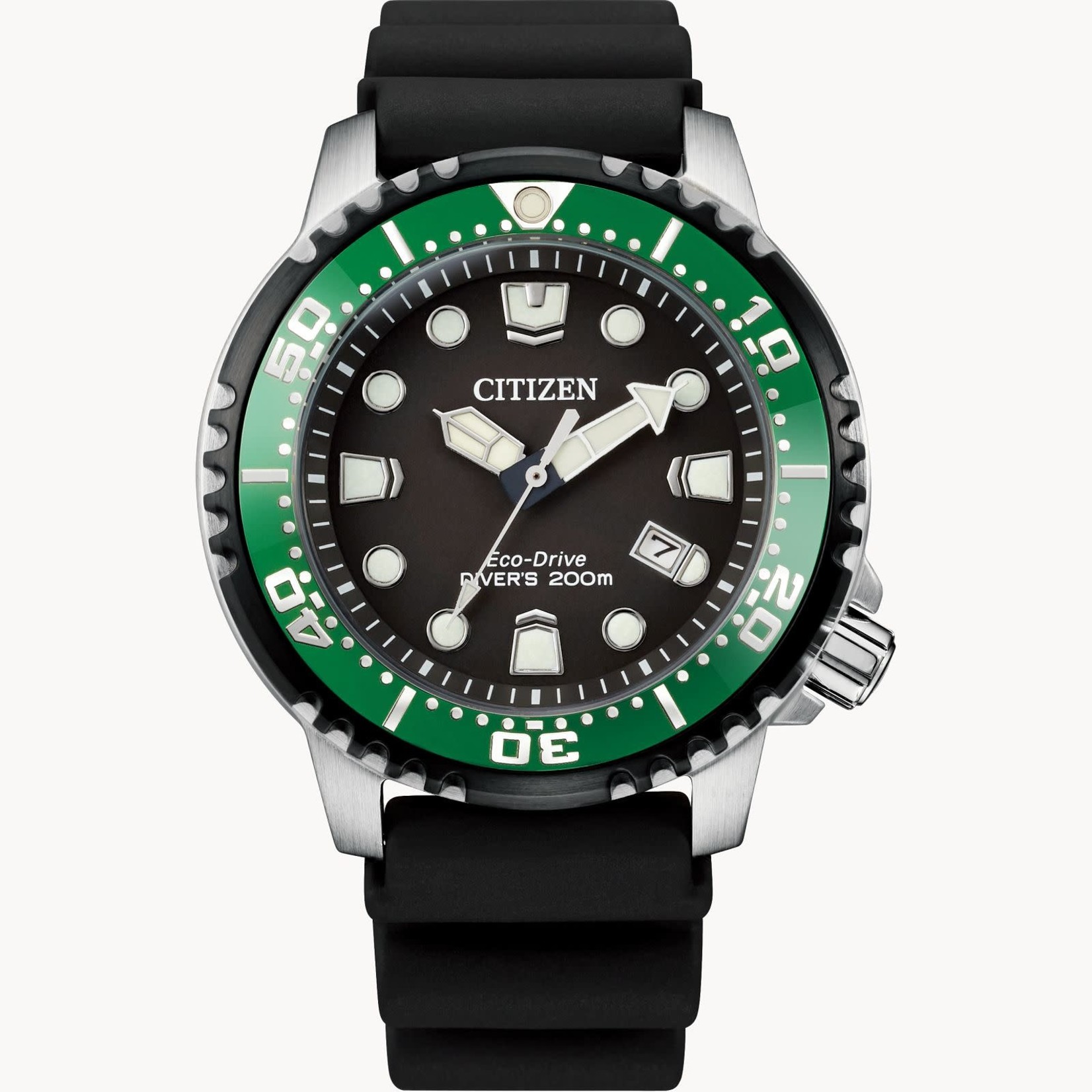 Promaster Eco-Drive Citizen WR 200M Green bezel Watch - Robinette Jewelers