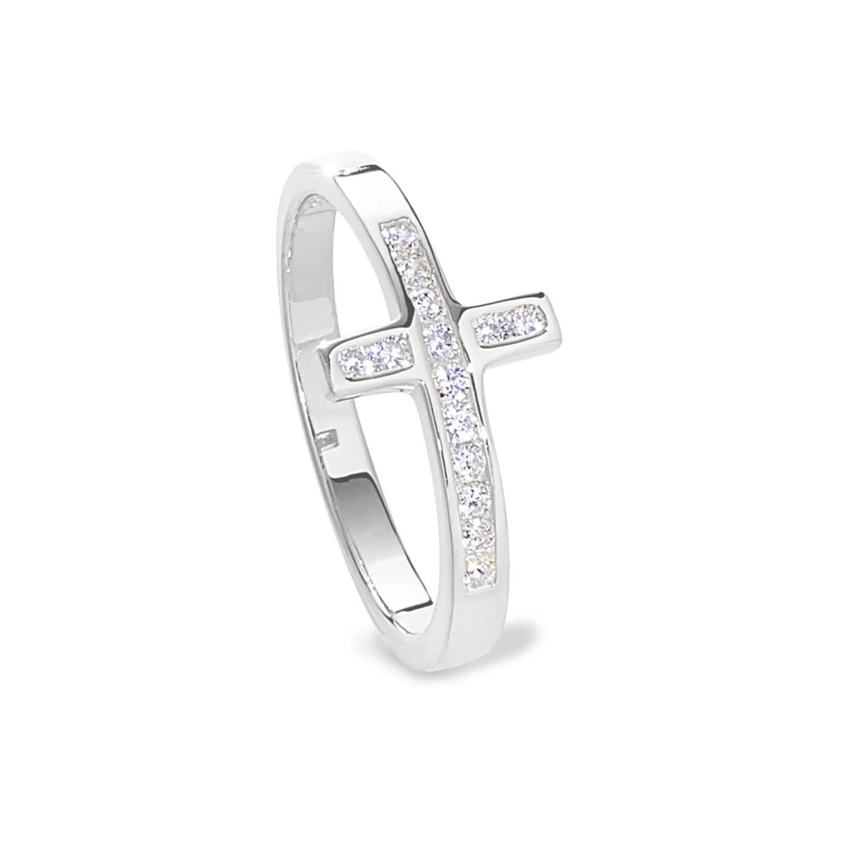 KELLY WATERS INC. Sterling Silver Cross Ring w/Simulated Diamonds