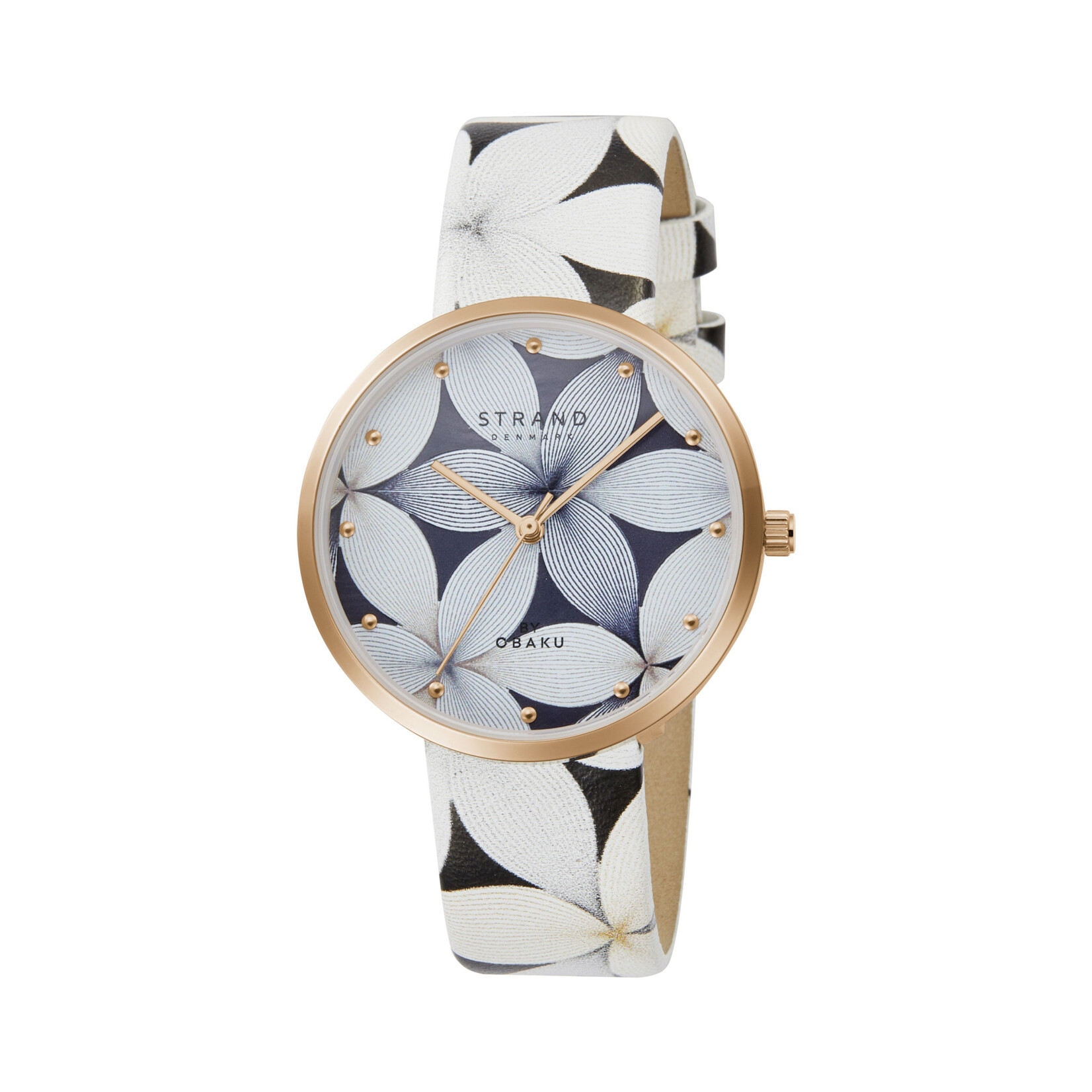 STRAND Strand Black & White Flower Design Watch