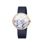 STRAND STRAND Pinktone case Flowers Dial/ Blue mesh band Watch