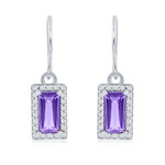 Benjamin Cohen Sterling Silver Emerald cut Amethyst & White Topaz Earrings