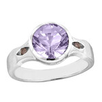 Benjamin Cohen Sterling Silver Amethyst 3.10ct & Rhodolite Garnet Ring