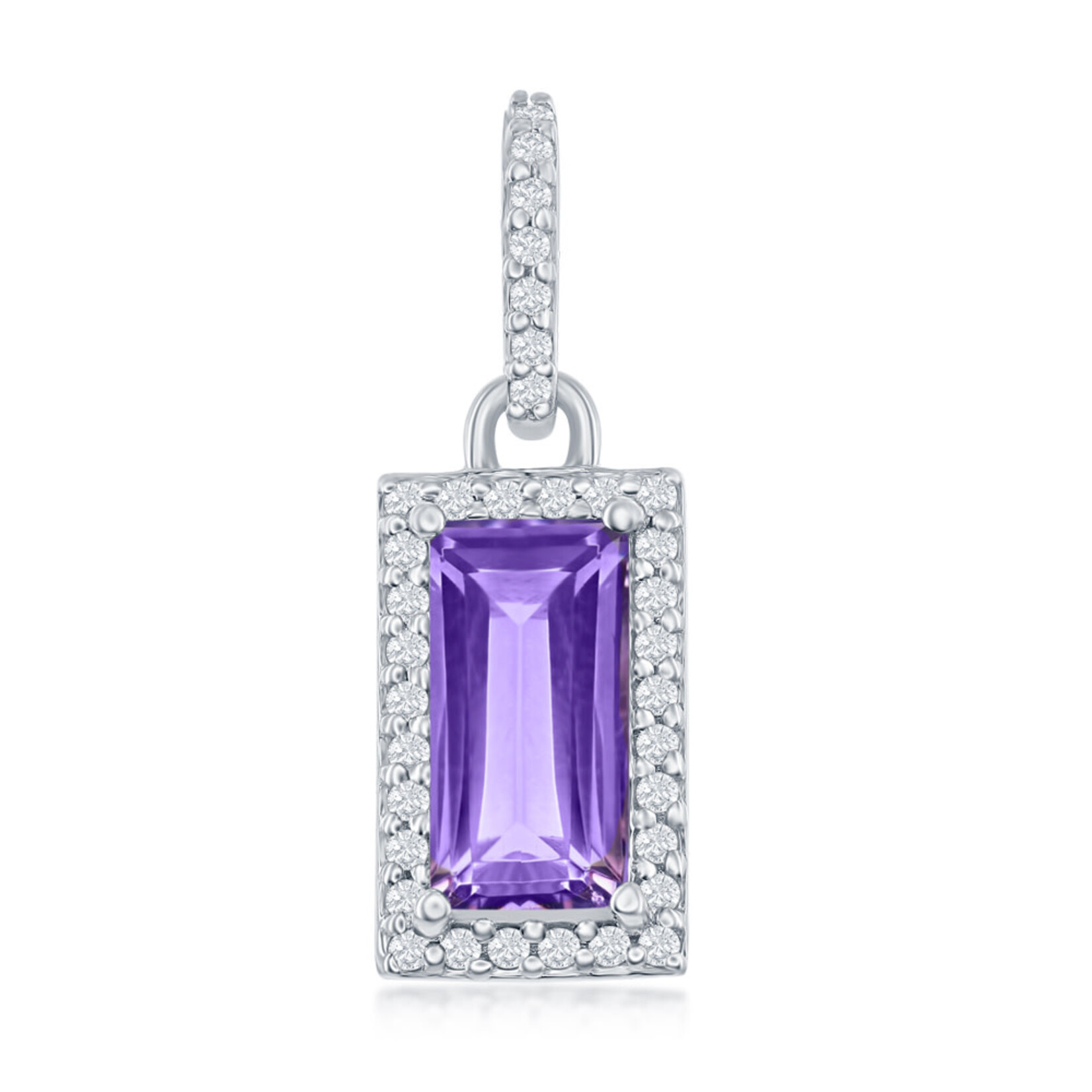 Benjamin Cohen Sterling Silver Emerald Cut Amethyst & White Topaz Pendant