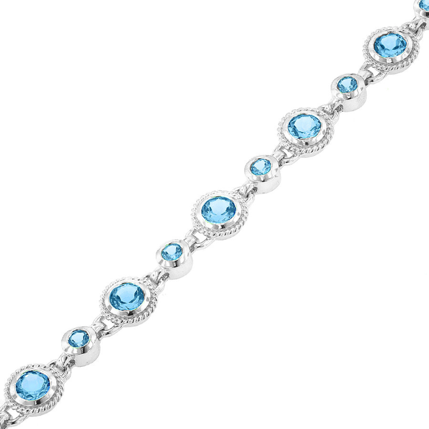 Benjamin Cohen Sterling Silver 7” Blue Topaz 7.60cttw Bracelet