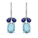 Benjamin Cohen Sterling Silver Blue Topaz & Iolite Dangle Earrings