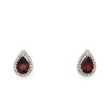 Benjamin Cohen Sterling Silver Pear Shape Garnet & White Topaz Earrings