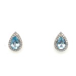 Benjamin Cohen Sterling Silver Pear Shape Blue Topaz & White Topaz Earrings