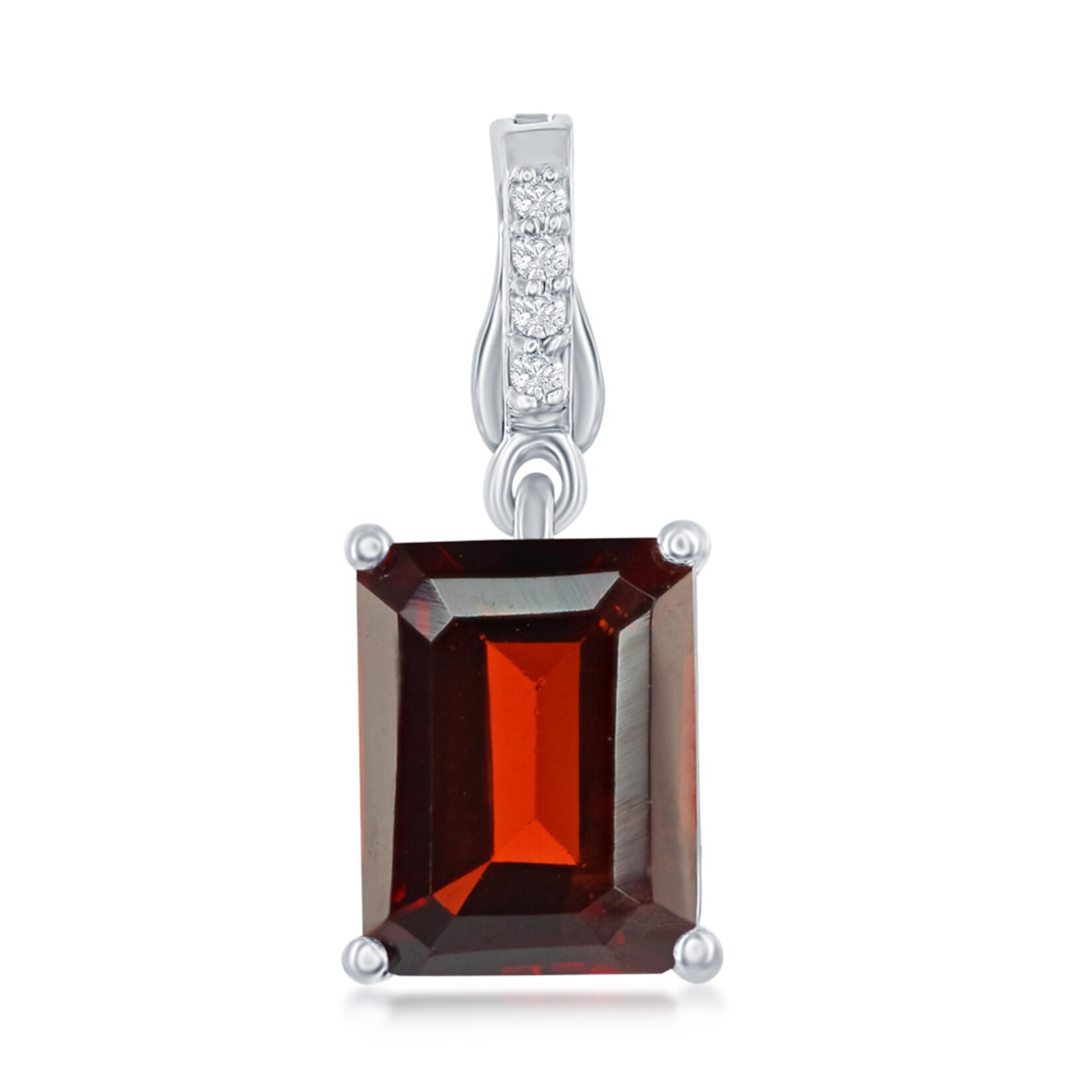 Benjamin Cohen Sterling Silver Garnet & White Topaz Pendant