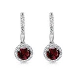 Benjamin Cohen Sterling Silver Garnet & White Topaz Dangle Earrings