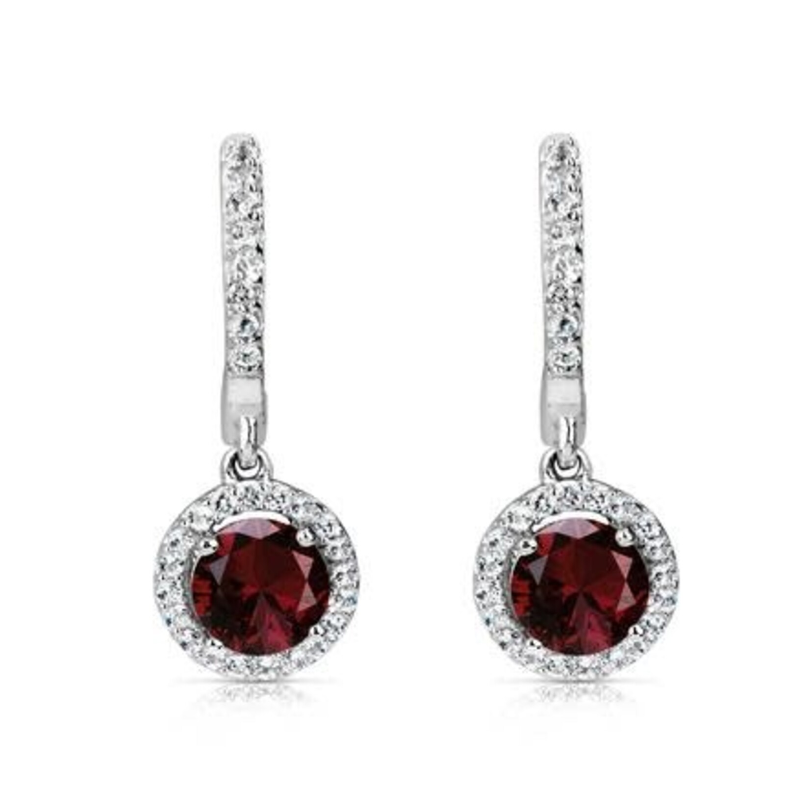 Benjamin Cohen Sterling Silver Garnet & White Topaz Dangle Earrings