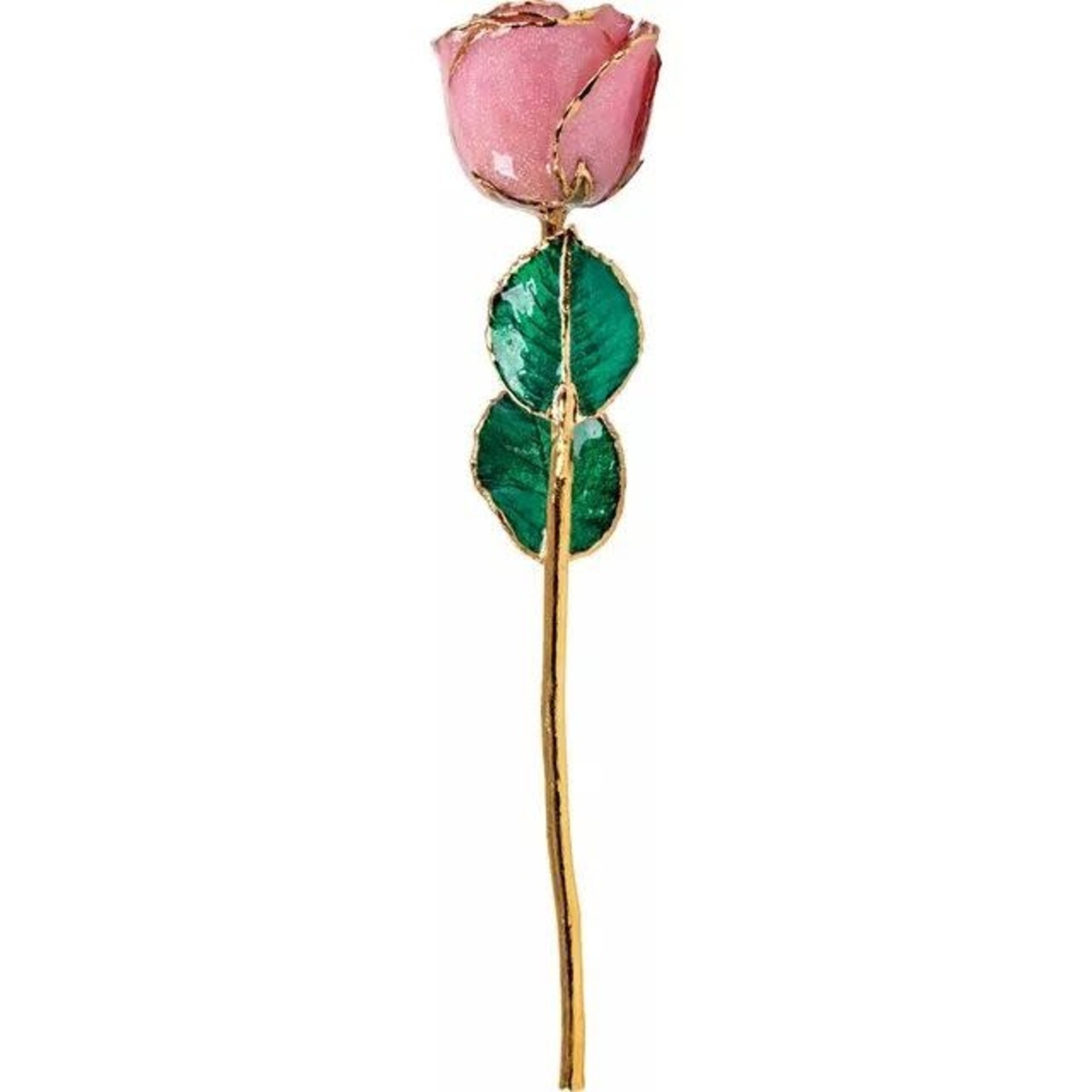 STULLER INC. Lacquered Pink Sparkle 24K Gold-Plated Rose
