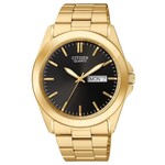 CITIZEN WATCH COMPANY Yellow Citizen Bracelet Watch with Black Dial, Day & Date