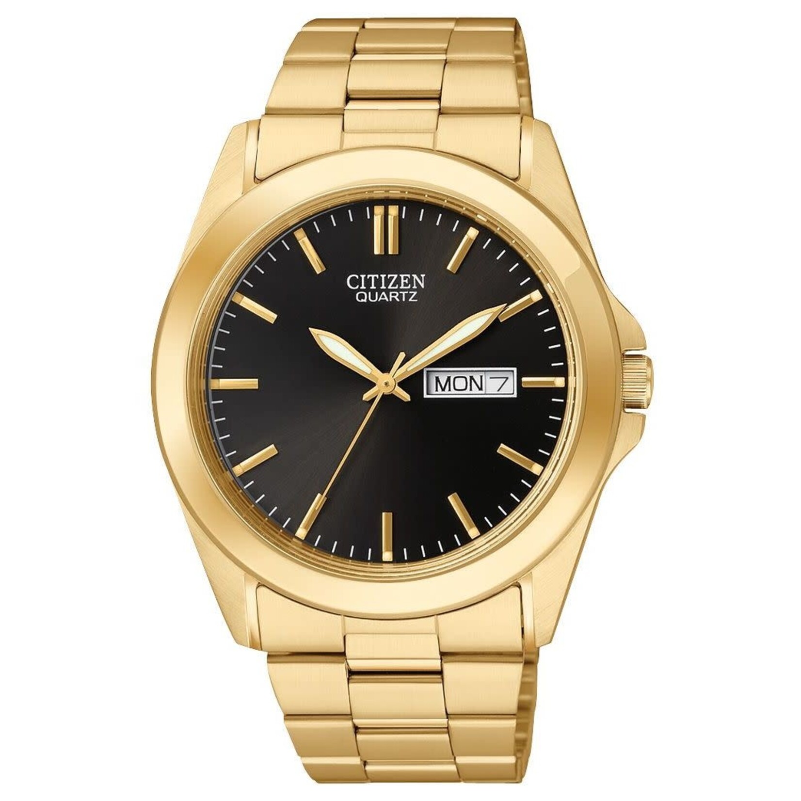 CITIZEN WATCH COMPANY Yellow Citizen Bracelet Watch with Black Dial, Day & Date
