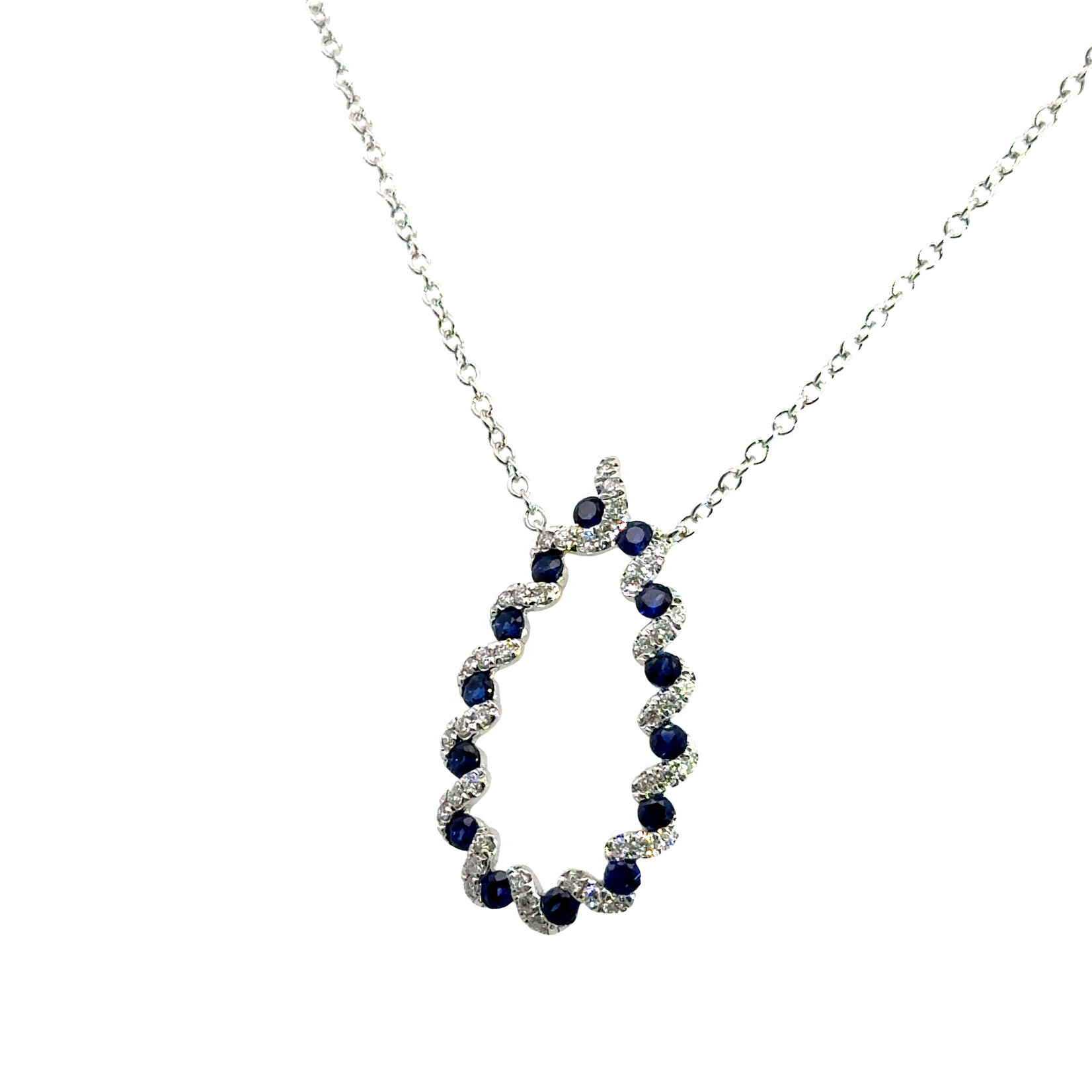 Dia Expressions 14KW Sapphire & Diamond Loop Pendant