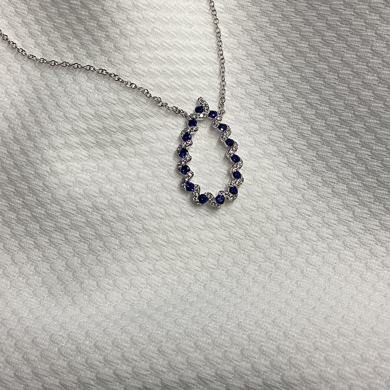 Dia Expressions 14KW Sapphire & Diamond Loop Pendant