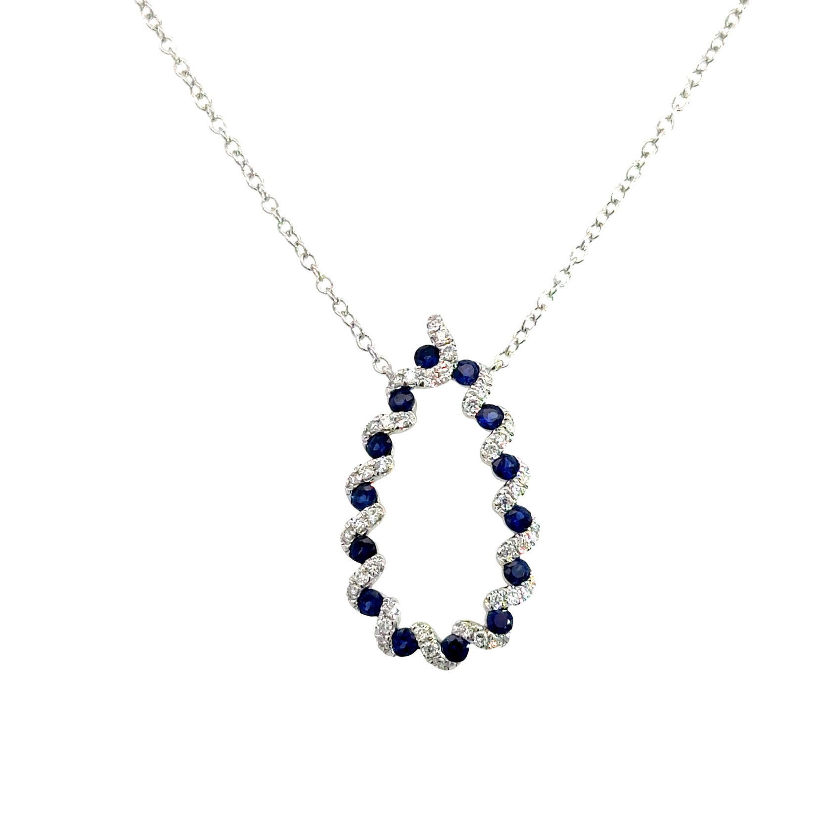Dia Expressions 14KW Sapphire & Diamond Loop Pendant