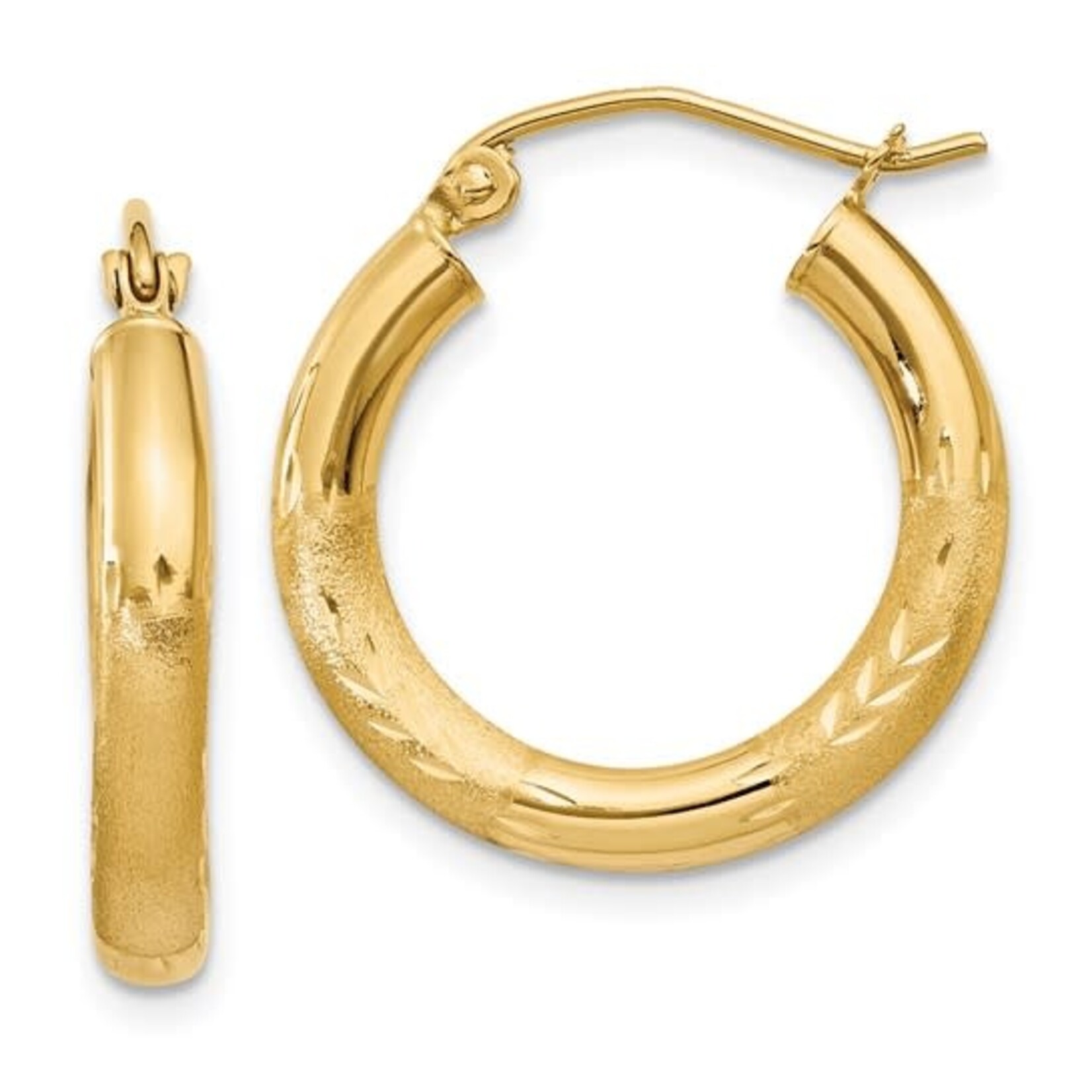 QUALITY GOLD OF CINCINNATI INC 10K 20x3mm Satin & Diamond Cut Hoops