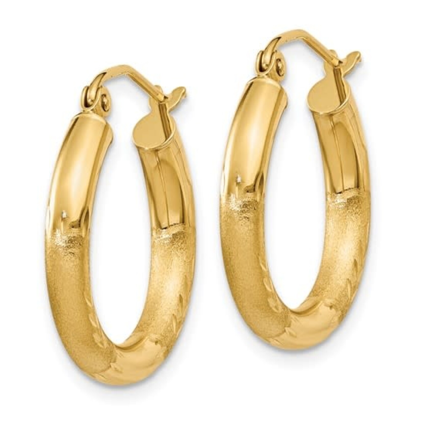 QUALITY GOLD OF CINCINNATI INC 10K 20x3mm Satin & Diamond Cut Hoops