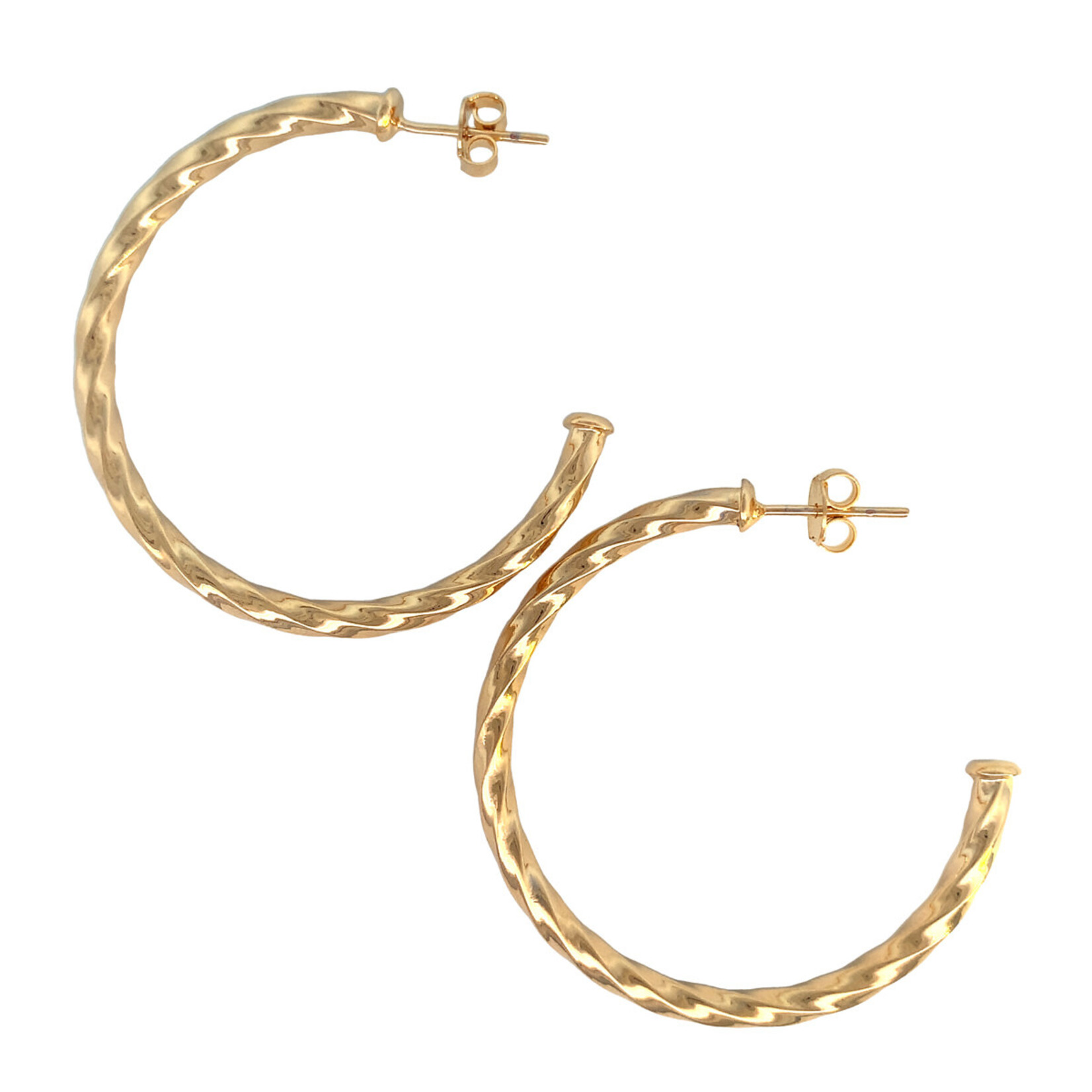 STERLING REPUTATION 18K Gold Filled 40x3mm Swirl Post Open Hoops