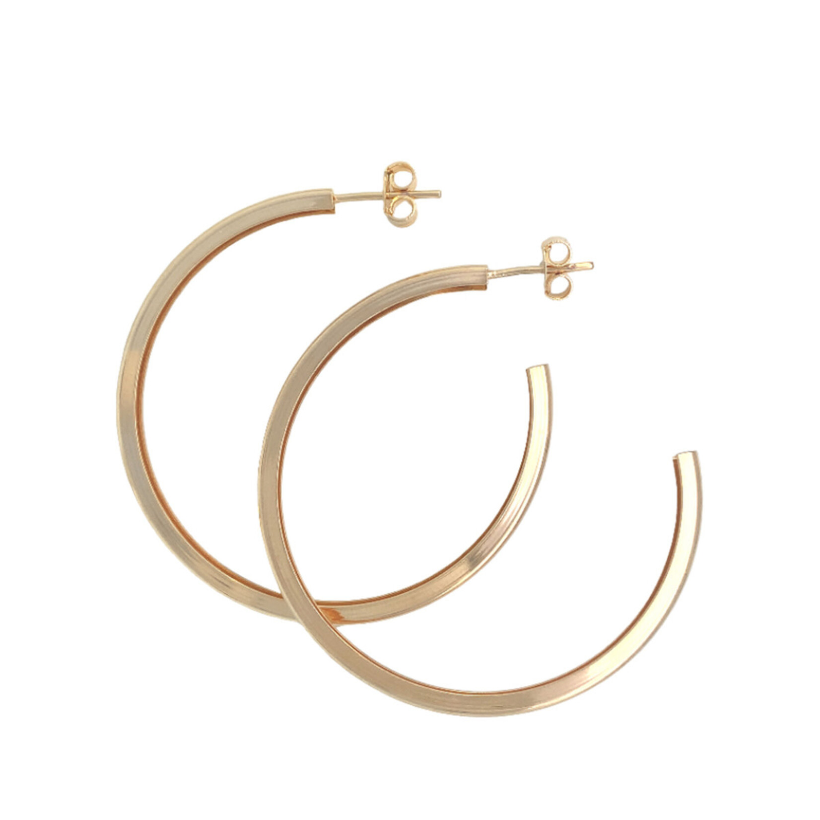 STERLING REPUTATION 18K Gold filled 42x2.6mm Flat side open posted Hoops
