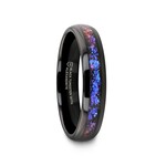 THORSTEN 4mm Black Tungsten Crushed Alexandrite w/Blue & Purple Goldstone Band