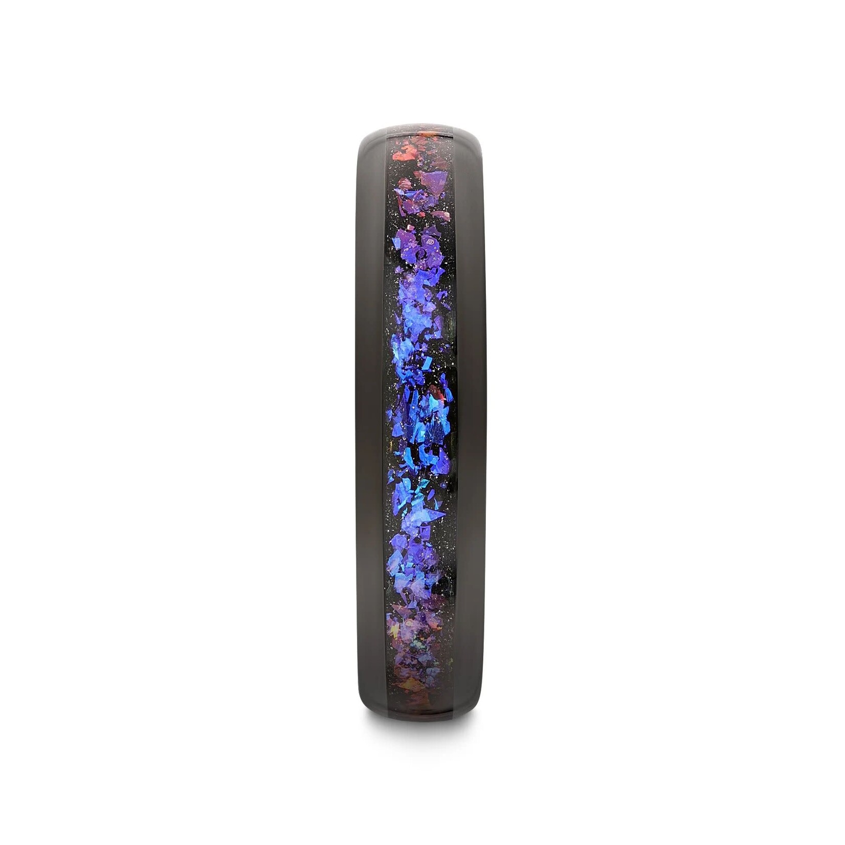 THORSTEN 4mm Black Tungsten Crushed Alexandrite w/Blue & Purple Goldstone Band