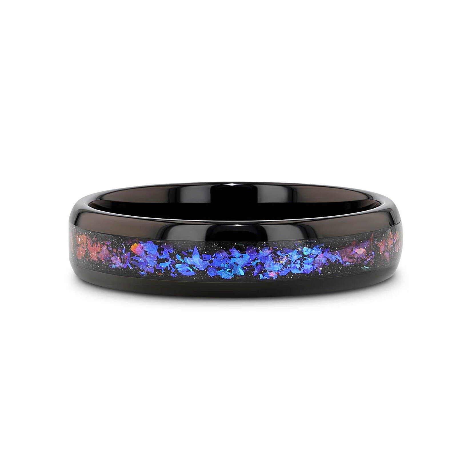 THORSTEN 4mm Black Tungsten Crushed Alexandrite w/Blue & Purple Goldstone Band