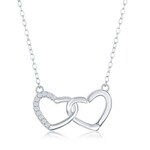 CLASSIC IMPORTS INC Sterling Silver 16+2" CZ  Double Heart Necklace