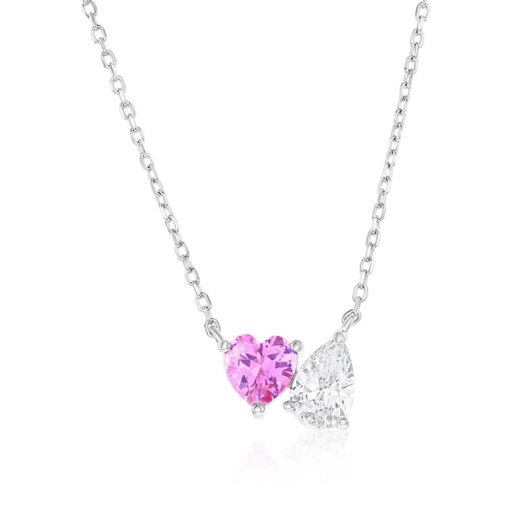 CLASSIC IMPORTS INC Sterling Silver 16+2" Heart & Pear CZ Necklace