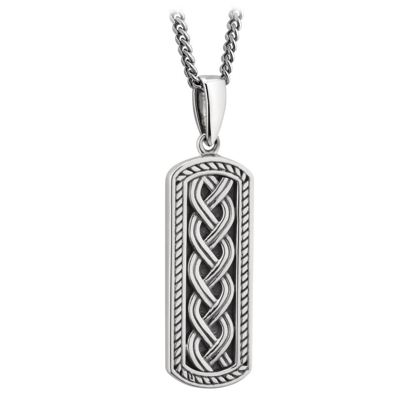 SOLVAR LIMITED Sterling Silver Oxidised Celtic Ingot 20” Curb Chain