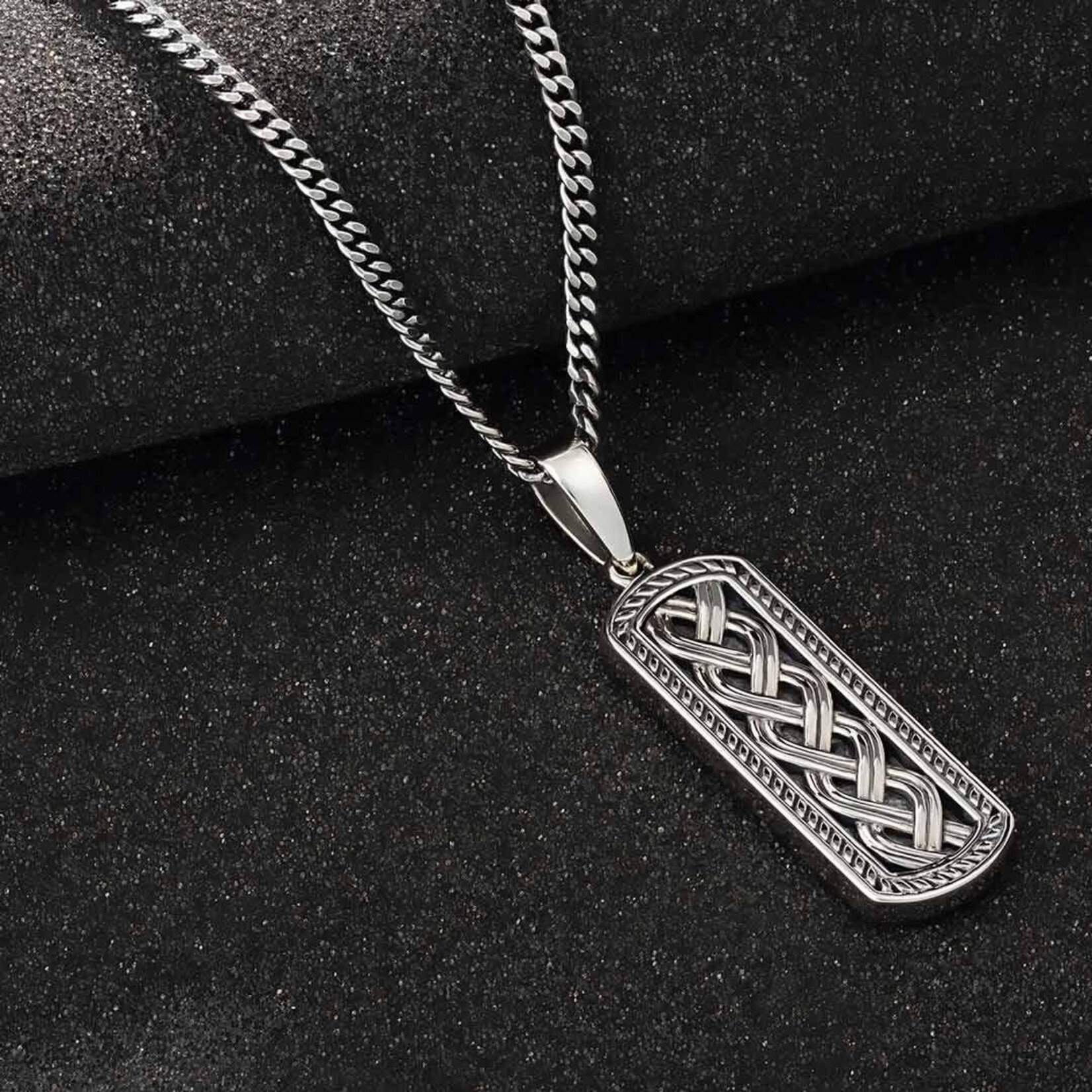 SOLVAR LIMITED Sterling Silver Oxidised Celtic Ingot 20” Curb Chain