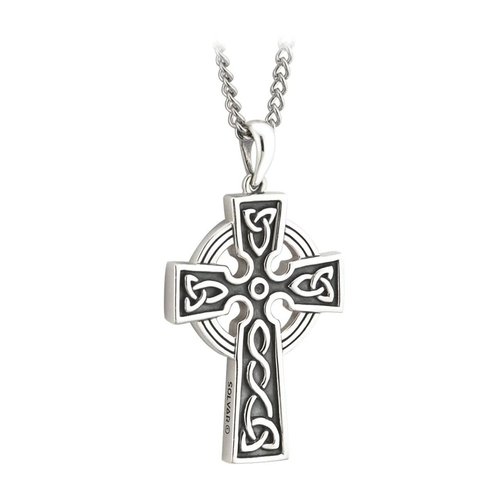 SOLVAR LIMITED Sterling Oxidised Cross w/Stainless Steel Chain