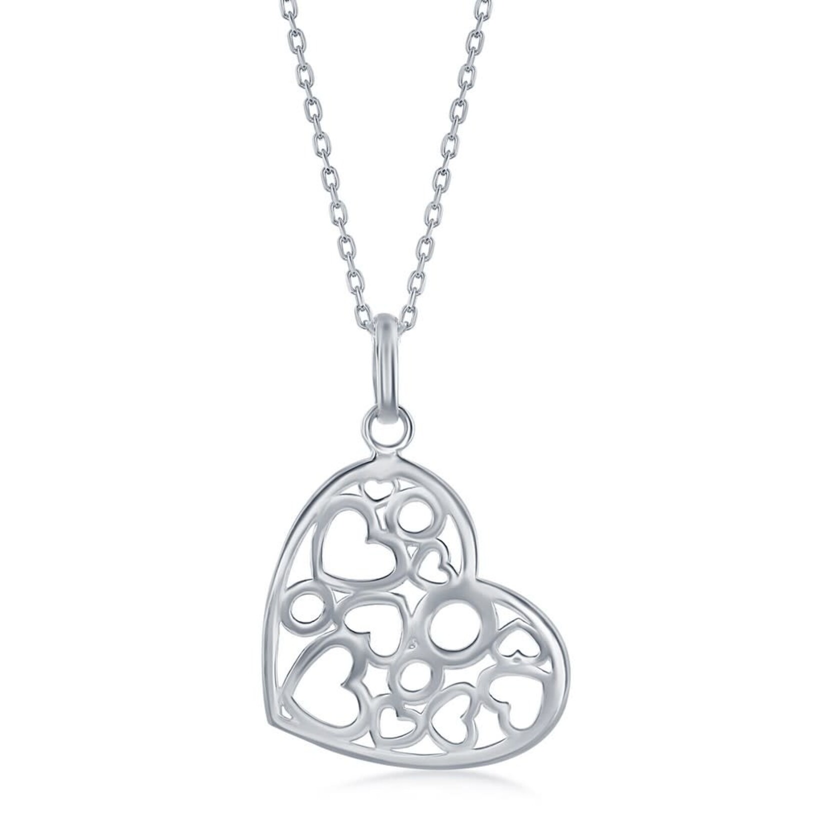 CLASSIC IMPORTS INC Sterling Silver Heart w/Hearts and Circles Inside Necklace